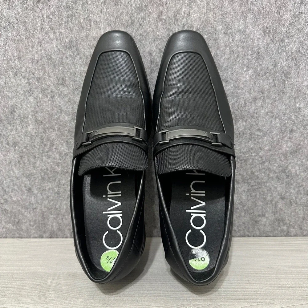 Calvin Klein Men's‎ Jameson Loafers Black Leather Buckle Dress Shoes Size 9.5